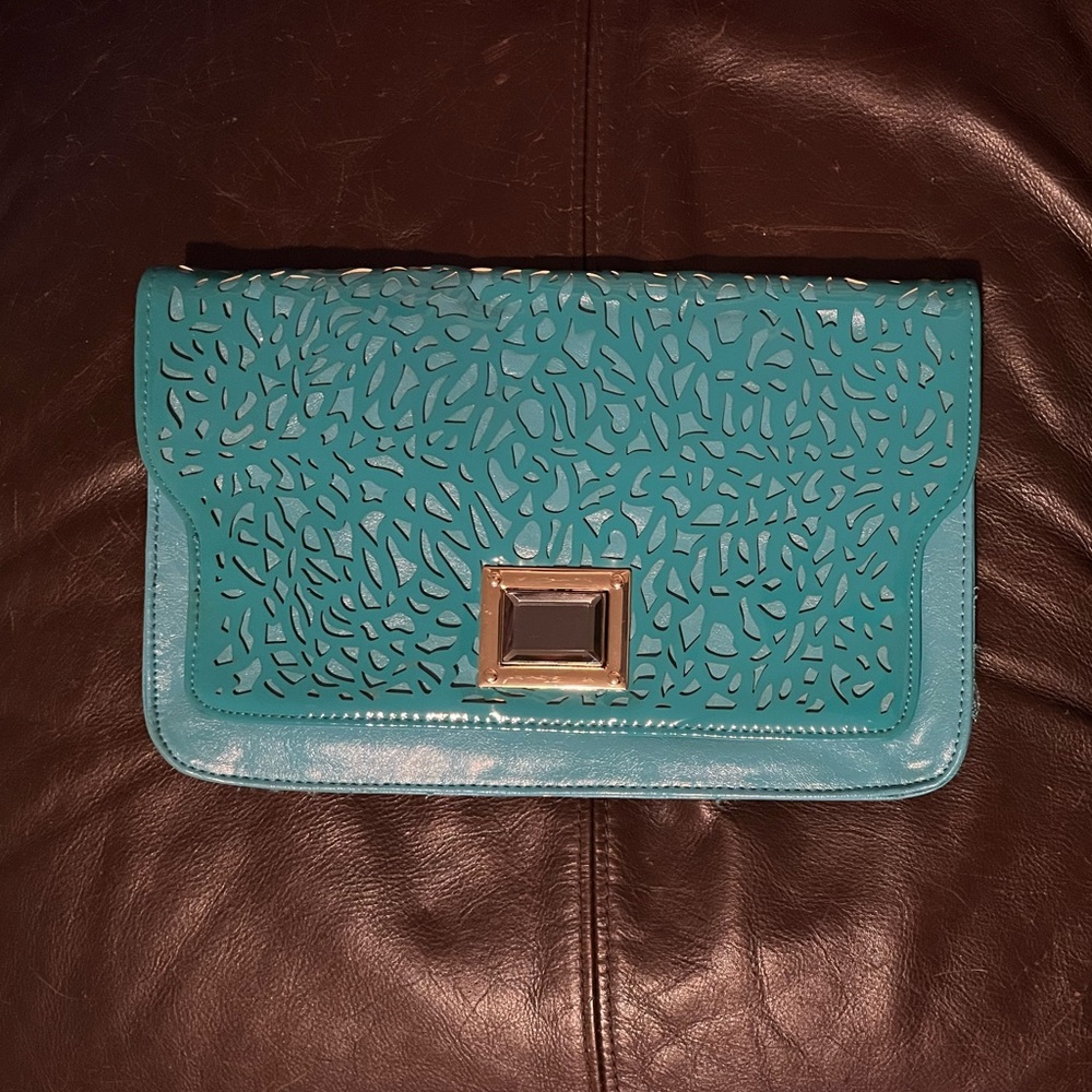 Urban Expressions Turquoise Vegan Leather Envelope Clutch Bag